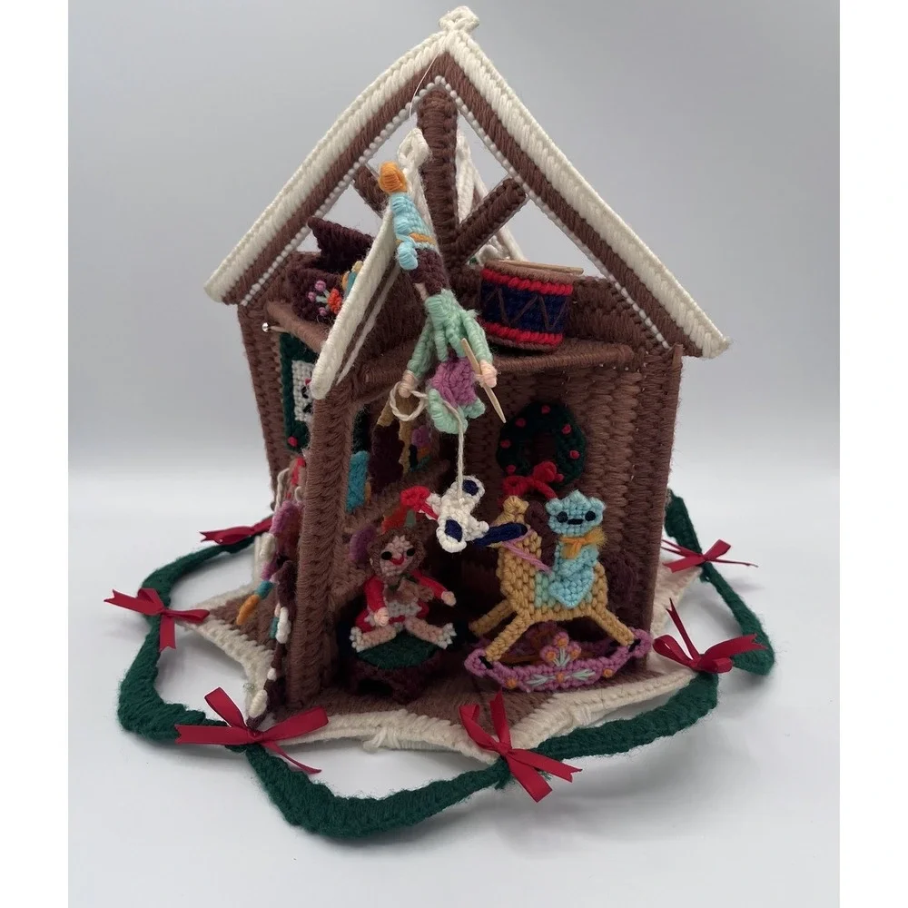 NORTH POLE COMPLETED Plastic Canvas Santa's Workshop Christmas Hanging Mobile